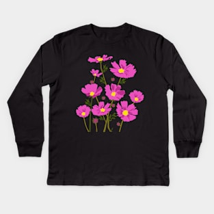 Cosmos Purple Flower Kids Long Sleeve T-Shirt